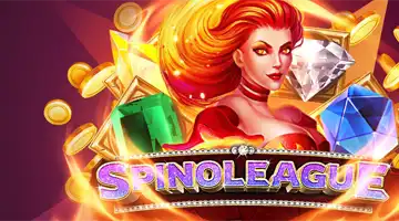 Image showcasing a fiery woman surrounded by gems, promoting the Spinoleague Tournament at Aurora Online Casino with a dynamic and exciting design.