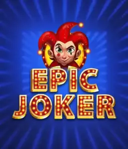 Enter the colorful world of the Epic Joker game by Relax Gaming, featuring a mischievous joker with a vivid hairstyle set against a luminous blue background. This graphic depicts the fun and excitement of classic slots, ideal for fans of classic casino aesthetics, delivering a captivating adventure.