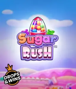 Dive into the sweet world of Sugar Rush by Pragmatic Play, showcasing a vibrant candy dispenser on a whimsical candy landscape. This image portrays the joy and thrill of the slot, adorned with multicolored candies and engaging typography. Perfect for players seeking a sweet adventure, offering a delightful gaming experience. 